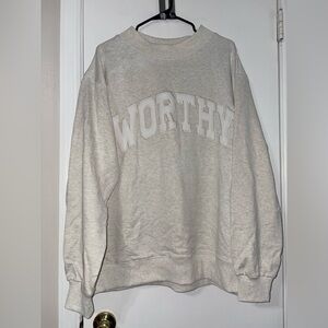Sunkissed Coconut Worthy Grey Mockneck sweatshirt with heart Xl